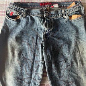 BONGO Women's Blue and Red Jeans